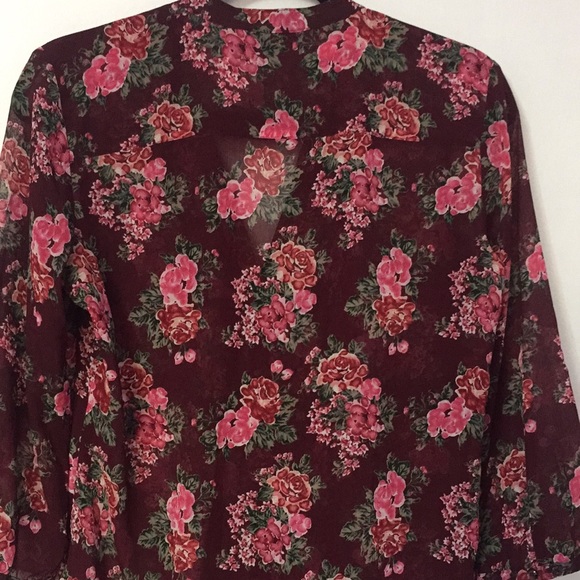 Esprit Burgundy Floral Blouse - Picture 7 of 8